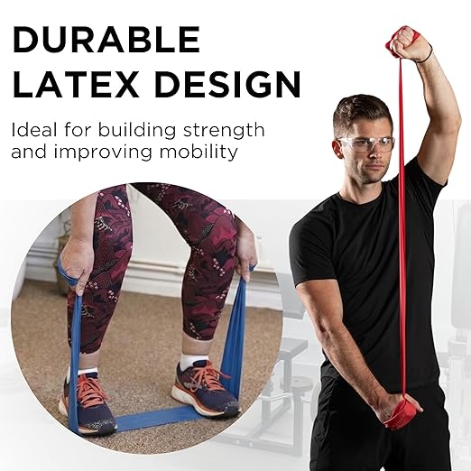 THERABAND Professional Latex Resistance Band Set, Pack of 7, Individual 6 Ft Elastic Band for Upper & Lower Body Exercise, Physical Therapy, Pilates, At-Home Workouts, 6 Foot Band, Levels 1 to 7