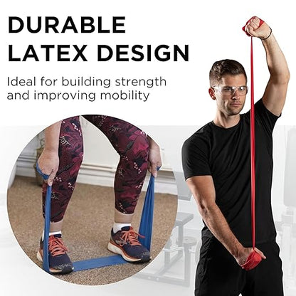 THERABAND Professional Latex Resistance Band Set, Pack of 7, Individual 6 Ft Elastic Band for Upper & Lower Body Exercise, Physical Therapy, Pilates, At-Home Workouts, 6 Foot Band, Levels 1 to 7