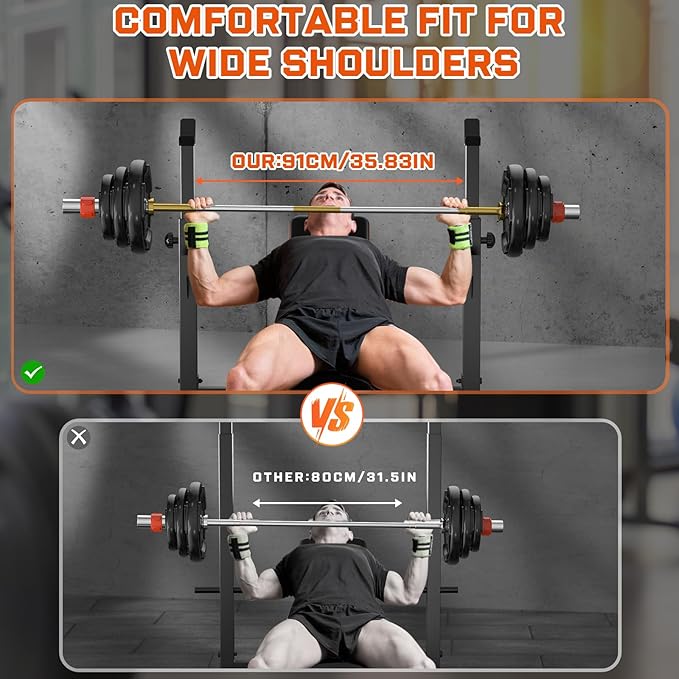Fostoy 770lbs Weight Bench Set with Squat Rack, 5 in 1 Workout Bench Press With Removable Foot Catch, Adjustable Flat Incline Sit Up Bench for Home Gym Full Body Strength Training