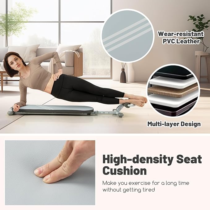 Goplus Sit Up Bench for AB Exercise, Foldable Workout Bench w/3 Gear Adjustable Angles & Adjustable Length, Versatile Fitness Equipment for Home Gym, 330 LBS Load Capacity