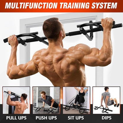 Pull Up Bar for Doorway, Upgrade Chin up Bar for Doorway Without Screws, Portable Strength Training Door Frame Pull-up Bars, Door Workout Bar with Foam Grips for Home