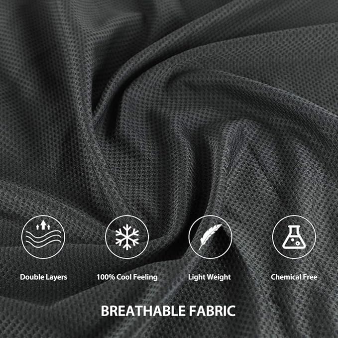 Sports Towel for Instant Cooling Relief Microfiber Towels for Golf Workout Swimming Gym Yoga Travel Camping Fitness 40"x12" Sweat Towel (Black 2 Pack)