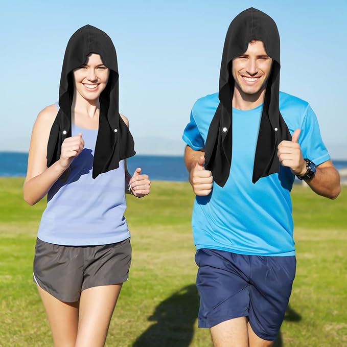 Sukeen Cooling Hoodie Towel, Cooling Towels for Neck and Face Absorbent Quick Drying, Cooling Neck Wraps UV Protection Sport Workout Camping Cycling Cooling Towel