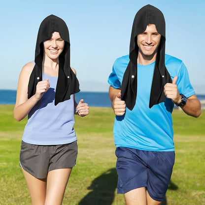 Sukeen Cooling Hoodie Towel, Cooling Towels for Neck and Face Absorbent Quick Drying, Cooling Neck Wraps UV Protection Sport Workout Camping Cycling Cooling Towel
