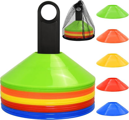 RUBY.Q 50/100/200pcs Disc Cones, Soccer Cones, Basketball Cones with Carry Bag and Holder, Football, Soccer, Basketball Training Equipment, 5 Colors