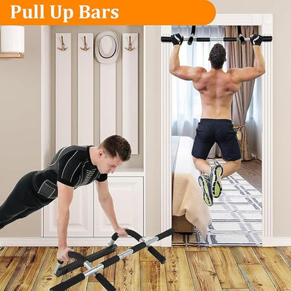 Wall Mounted Pull Up Bar - Chin Up Bar for Doorway, Multi-Gym Home Fitness Equipment with Enhanced Door Frame Protection