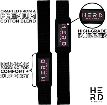 Lifting Wrist Straps – 23" Length x 1.5" Width – Padded Neoprene Cotton Straps for Weightlifting, Powerlifting, Functional Training, Strength Training & Deadlifts – Heavy Duty Grip Support