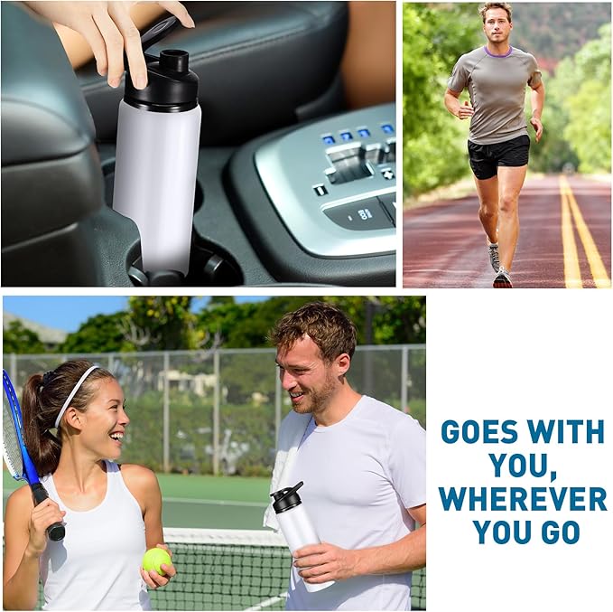 CHENGU 4 Pcs Aluminum Water Bottle 25oz Aluminum Reusable Bottles Lightweight Snap Lid Sports Water Multipack Easy Carry Leak Proof Travel for Gym Camping Hiking Outdoor Fishing (White)