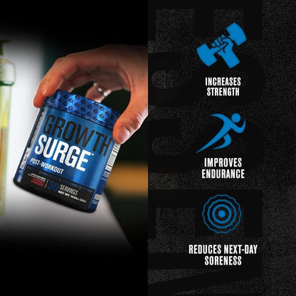 Jacked Factory Growth Surge Creatine Post Workout w/L-Carnitine - Daily Muscle Builder & Recovery Supplement with Creatine Monohydrate, Betaine, L-Carnitine L-Tartrate - 30 Servings, Cherry Limeade