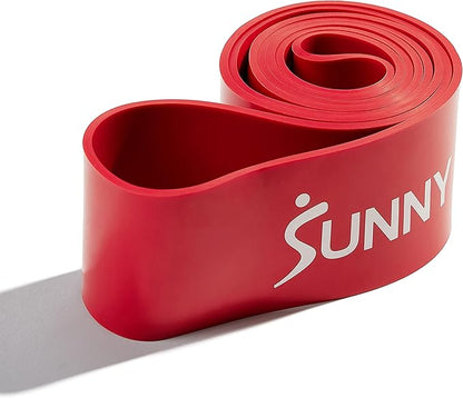 Sunny Health & Fitness Versatile Resistance Bands (Single or Combo Set) for Strength Training, Power Cage, Squat Rack, Home Gym, Body Stretching, Physical Therapy – 100, 140, 160, 180 & 10-75 LB Combo