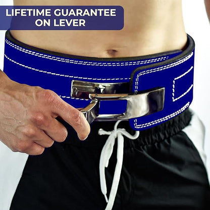 Flexz Fitness Lever Weight Lifting Belt Leather - 10MM 13MM Powerlifting Gym Belts for Men & Women - Lower Back Support for Weightlifting Deadlifts Squats Heavy Duty IPF Bodybuilding