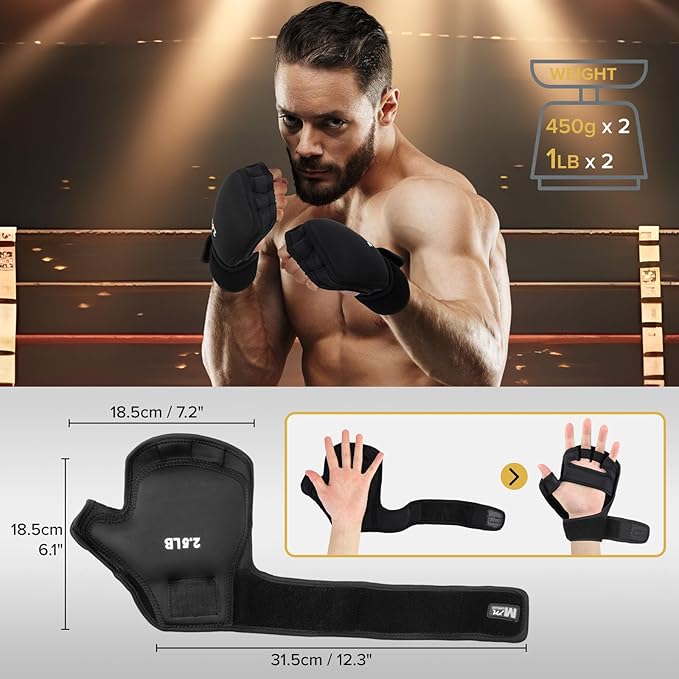 Weighted Hand Gloves 5lb(2.5lb Each), Soft Iron Fitness Gloves, Washable, for Gym Boxing Swimming Strength Training
