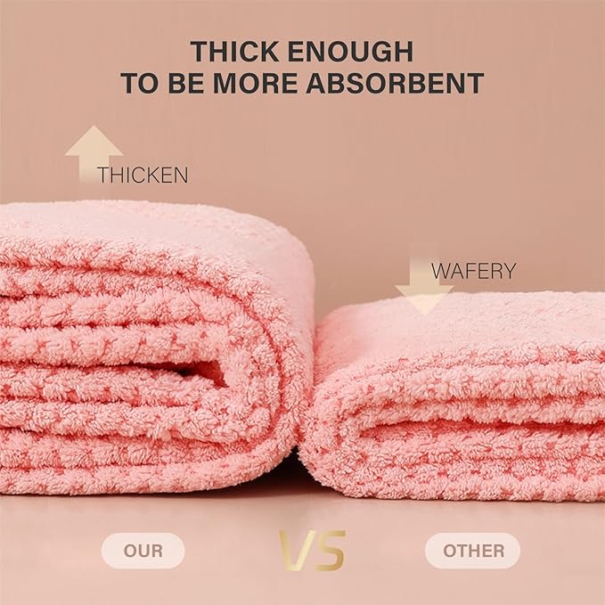 2 Pack Large Microfiber Hair Towel Wrap, Quick Dry Hair Towels for Women Long, Curly, Thick Hair, Super Absorbent Hair Turban for Wet Hair, Khaki