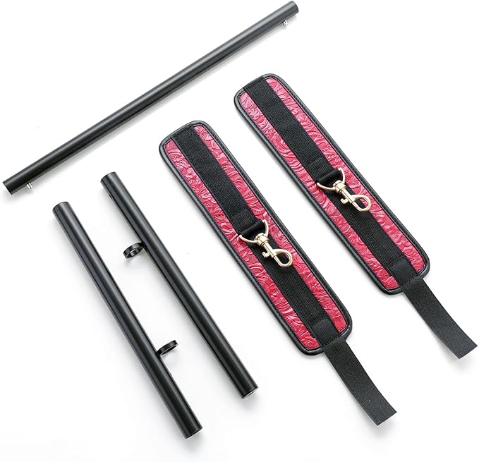 Heavy Duty Stainless Steel Expandable Spreader Bar with 2pcs PU Adjustable Straps, Sports Aid Training Fitness Gear Pilates Aid Kit,Home Indoor Sports Yoga Set