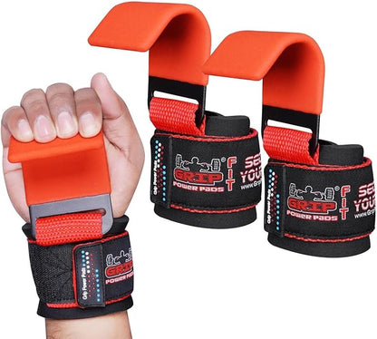 Weight Lifting Rod Hooks Heavy Duty Wrist Wraps Power Weight Lifting Training Gym Grips Straps Set of 2