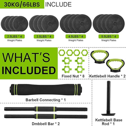 Adjustable Dumbbells, 44/66/88Lbs Free Weight Set with Connector, 4 In1 Weight Dumbbell Set Used As Kettlebells, Barbell, Push Up Stand, Fitness Exercise for Home Gym Suitable Men/Women