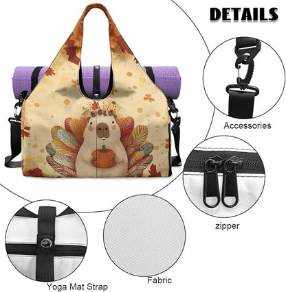 Gym Bag with Yoga Mat Holder Large Tote Bag With Multi Pockets for Women Men Dry Wet Separated Pocket Carryall Yoga Tote Bag for Pilates Travel Workout Office