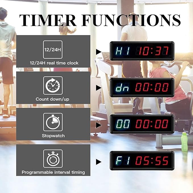 LED Interval Timer Count Down/Up Clock Stopwatch with Remote for Home Gym Fitness