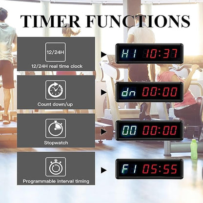 LED Interval Timer Count Down/Up Clock Stopwatch with Remote for Home Gym Fitness