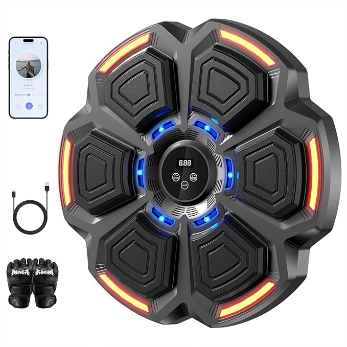 Music Boxing Machine for Adults Kids,Smart Boxing Pad Training Machine,Wall Target Punching Workout for Kids,Reflex Training Suitable for Home,Office,Gym,Fun Fitness Equipment