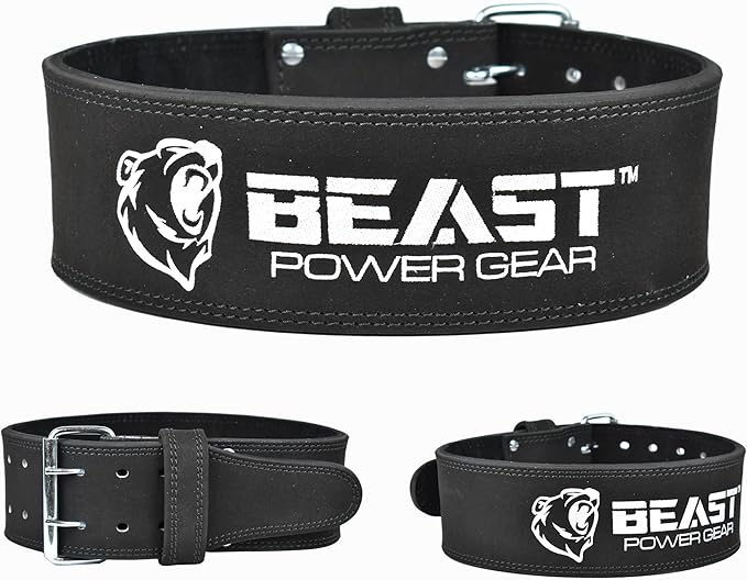 Beast Power Gear Weight Lifting Belts - Free Strap 4” Wide 10mm Thick for Weightlifting Bodybuilding Powerlifting Belt Superior Back Support Gym Belts for Men Women