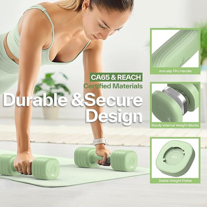 Adjustable Dumbbell Set of 2: Sportneer 4 in 1 Free Weights Dumbbells Set for Women, Hand Weights for Women at Home, Each 2lb 3lb 4lb 5lb Weights with Soft Rubber Handle for Home Gym Exercise Training