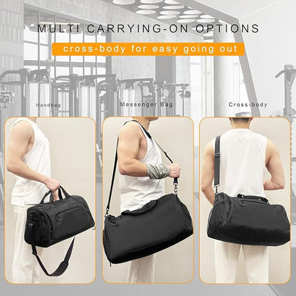Gym Bag for Men & Women with Shoulder Strap, Shoe and Wet Compartment, Lightweight Duffle Bag, Durable Athletic Bag, Perfect for Travel, Fitness, Workout, Swimming, Yoga (Medium (22"))