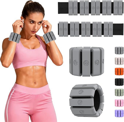 Adjustable Wrist Weights for Women Men, Leg Weights for Women 0.75lb-1lb-1.3lb Each for Walking, Yoga, Dance, Barre, Gym