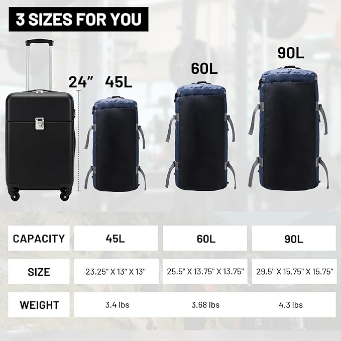 MIER Large Duffel Backpack Sports Gym Bag with Shoe Compartment, Heavy Duty and Water Resistant, Navy Blue, 90L