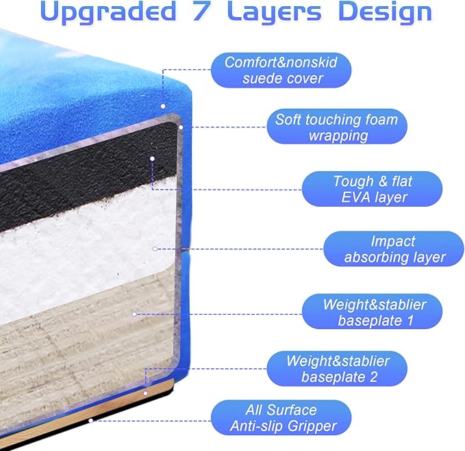 8FT Folding Balance Beam -Gymnastics Floor Beam -Gymnastics Equipment for Kids,Wood core- Anti-Slip Bottom and Carrying Bag for Home