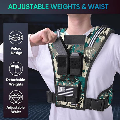 APEXUP Adjustable Weighted Vest Men 20lbs/30lbs/40lbs Weights with Reflective Stripe, Weight Vest Woman Workout Vest for Strength Training Running Walking