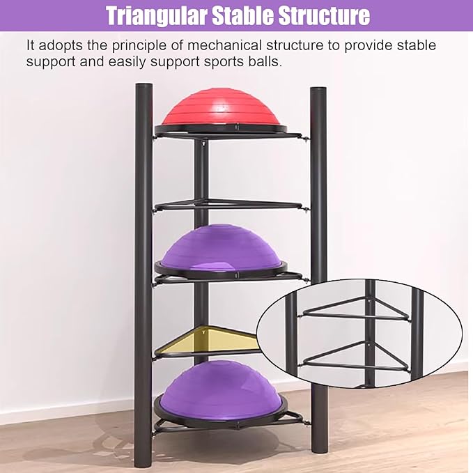 JYDQM Sports Ball Storage Rack Half Ball Balance Trainer Holder Freestanding Exercise Half Ball Stand Rack, Gym/Yoga Studio 5/6 Layer Stability Balls Organizer, Workout Equipment Shelf