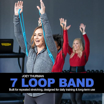 Joey Thurman Resistance Bands 3-Set 7 Loop Bands with Carry Bag, Loop Exercise Bands for Strength Training, Glute Workouts, Full Body Fitness, Home Gym and Travel Workouts