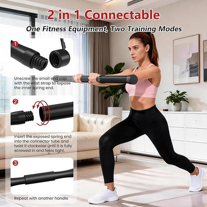 DERACY 2-in-1 Cordless Battle Ropes, Ropeless Battle Ropes for Home Gym, Portable Battle Rope, Home Workout Equipment for Men Women (Black)