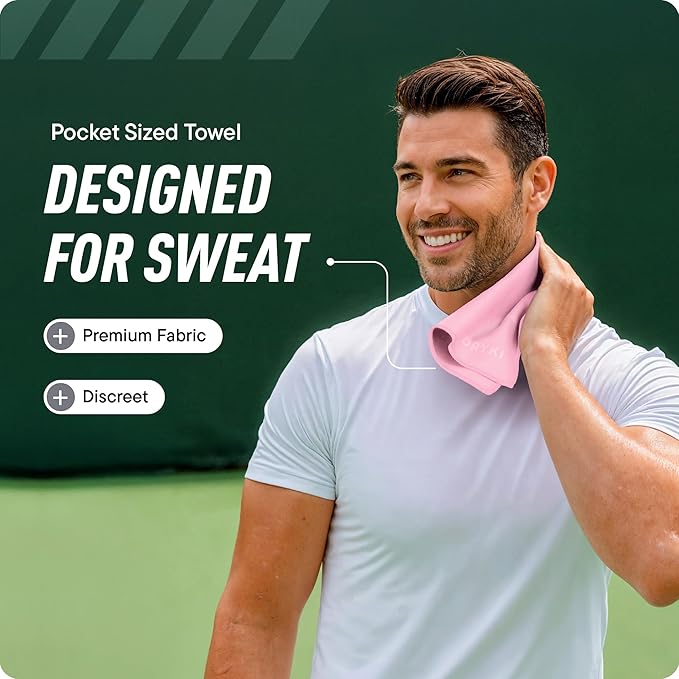 Sweat Absorbing Handkerchiefs - The Original Pocket-Sized Sweat Towels - Quick-Dry Microfiber Sweat Rags for Face, Hands, & Body - Men & Women - Gym, Sports, and Work (Pink: 5 Pack)