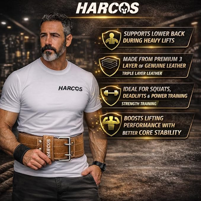 Harcos USPA/IPL Competition Approved 8mm Leather Weightlifting Belt for Men and Women - Heavy Duty Gym Belt for Lifting, Squats, Deadlifts, Powerlifting, Back Support IPF for Fitness Workout