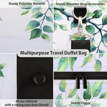 Travel Duffel Bag Flowers Leaves Butterfly Sport Tote Gym Bag Waterproof Foldable Carryon Weekend Overnight Training Handbag Sports Duffle Bags for Women Men Boys Girls