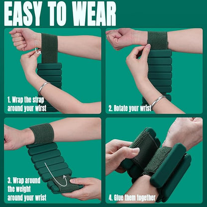 Sportneer Wrist & Ankle Weights for Women Men - 1 Pair (1 lb/2 lb Each) | Adjustable Weighted Bracelet Silicone Bangles for Yoga, Dance, Pilates, Cardio, Aerobics, Gym, Pool Exercises and Jogging