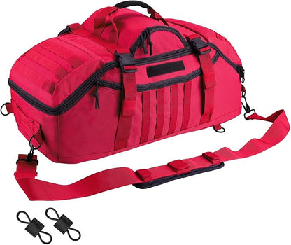 55L Large Duffle Bag, 3-in-1 Tactical Backpack MOLLE Pack for Sports, Gym, Outdoor, Red