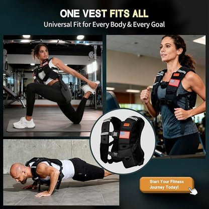 Weighted Vest Woman & Men,8lb/12lb/16lb/20lb/30lb/40lb Plus Size Weighted Vest With Phone Pockets & Reflective Strips for Walking, Running, Hiking,Rucking, Workout, Strength Training