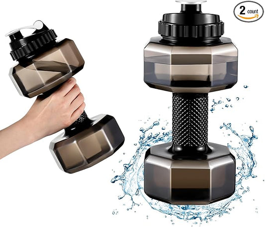 2 Pcs Christmas Dumbbell Water Bottle Gifts, 2.2 L / 75 oz Gym Workout Water Bottles Big Capacity Sports Gym Gift for Running Outdoors Cycling Camping Sports Lovers Men Women