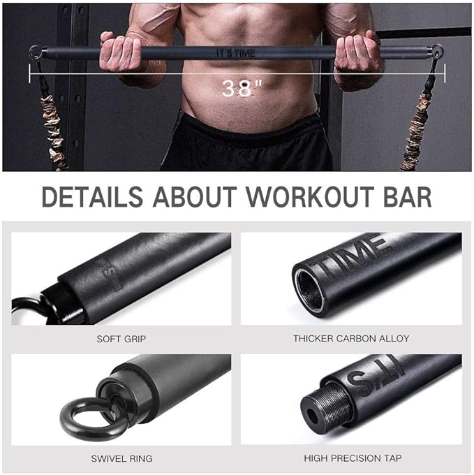 INNSTAR Upgraded Portable Home Gym 5.0, Full Body Workout System with Resistance Bands, Detachable Fitness Bar, Handles, Door Anchor for Home, Travel, Gym