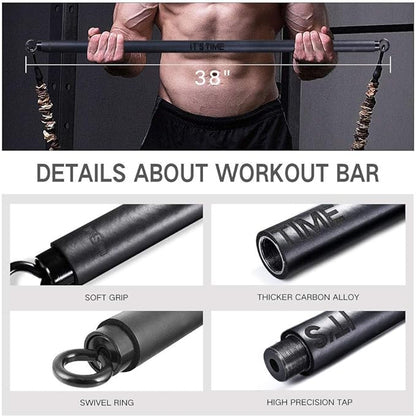 INNSTAR Upgraded Portable Home Gym 5.0, Full Body Workout System with Resistance Bands, Detachable Fitness Bar, Handles, Door Anchor for Home, Travel, Gym