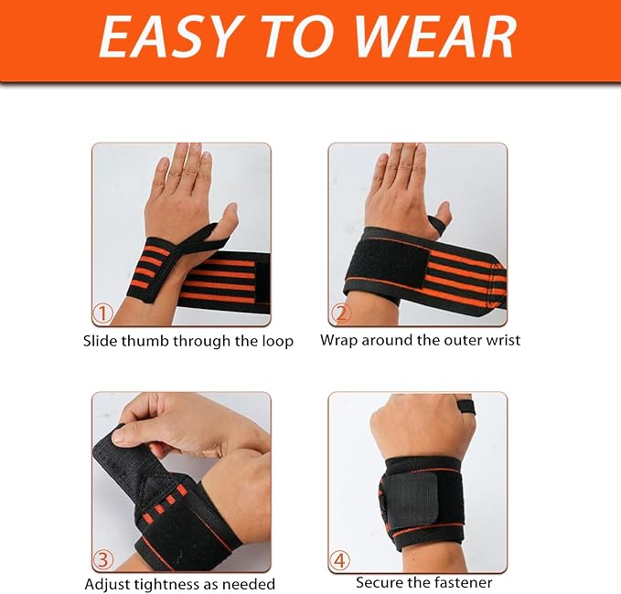 Wrist Wraps for Weightlifting 18" Professional Gym Wrist Straps for Lifting with Heavy Duty Thumb Loop Support for Powerlifting,Bench,Cross Training, Elastic Wrist Brace for Men Women Work Out