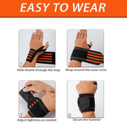 Wrist Wraps for Weightlifting 18" Professional Gym Wrist Straps for Lifting with Heavy Duty Thumb Loop Support for Powerlifting,Bench,Cross Training, Elastic Wrist Brace for Men Women Work Out