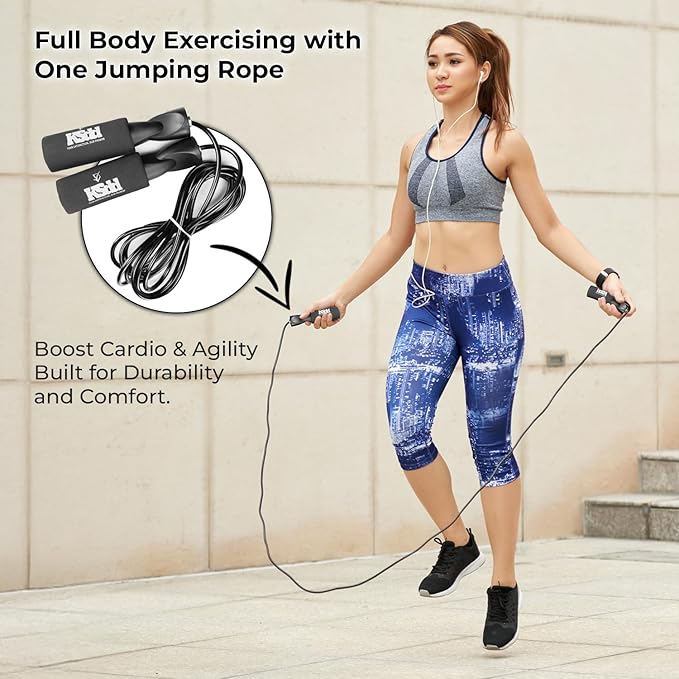 Home Suspension Training Kit – Fabric Resistance Band, 2 Rolls of Kinesiology Tape & Jump Rope – Portable Workout Equipment for Strength Training & Fitness