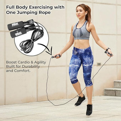 Home Suspension Training Kit – Fabric Resistance Band, 2 Rolls of Kinesiology Tape & Jump Rope – Portable Workout Equipment for Strength Training & Fitness