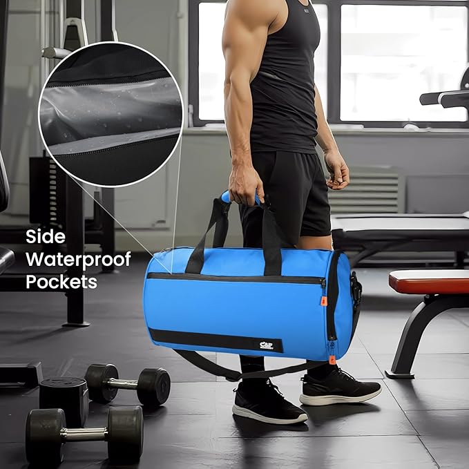 C&F BOGMOST Small Gym Bag for Women & Men,Small Lightweight Duffel Bag Carry On Bags Mini Duffel Travel Bag Waterproof Sports Bags for Workout/Sport/Travel, Royal Blue,with Shoes Compartment