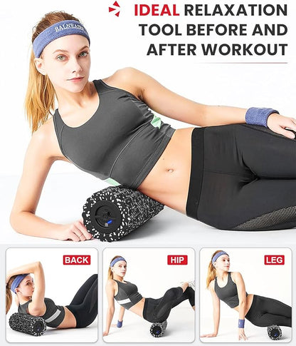 FITINDEX Vibrating Foam Roller for Muscle Deep Tissue, Back Pain Relief, Leg Foot Neck Massager, Exercise, Pilates, Muscle Recovery, Physical Therapy, 4-Speed, Rechargeable, Black