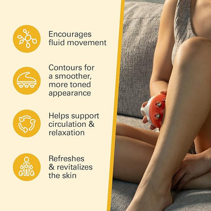 Lymphatic Drainage Massager with Cooling Steel Rollers for Body Sculpting, Cellulite & Sore Muscles, Grip-Friendly with Ergonomic Design for Arms, Thighs, Glutes and Stomach by M3 – Orange